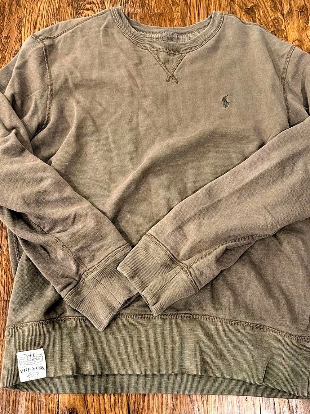 Polo Ralph Lauren Olive Green Waffle Knit Thermal Crewneck Large